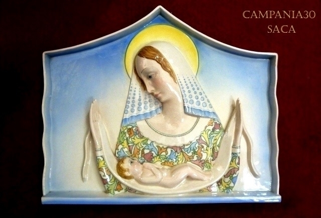 CRE54 - PLACCA MADONNA CON BIMBO "SACA" ANNI '50 - LE COLLEZIONI  DI CAMPANIA30