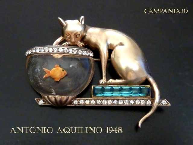 SB1570 - RARA SPILLA "CAT FISHING BOWL" ANTONIO AQUILINO 1948 - LE COLLEZIONI  DI CAMPANIA30