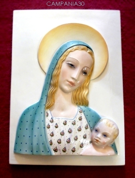 CRE57 - PLACCA IN CERAMICA MADONNA CON BAMBINO ANNI '50 - LE COLLEZIONI  DI CAMPANIA30